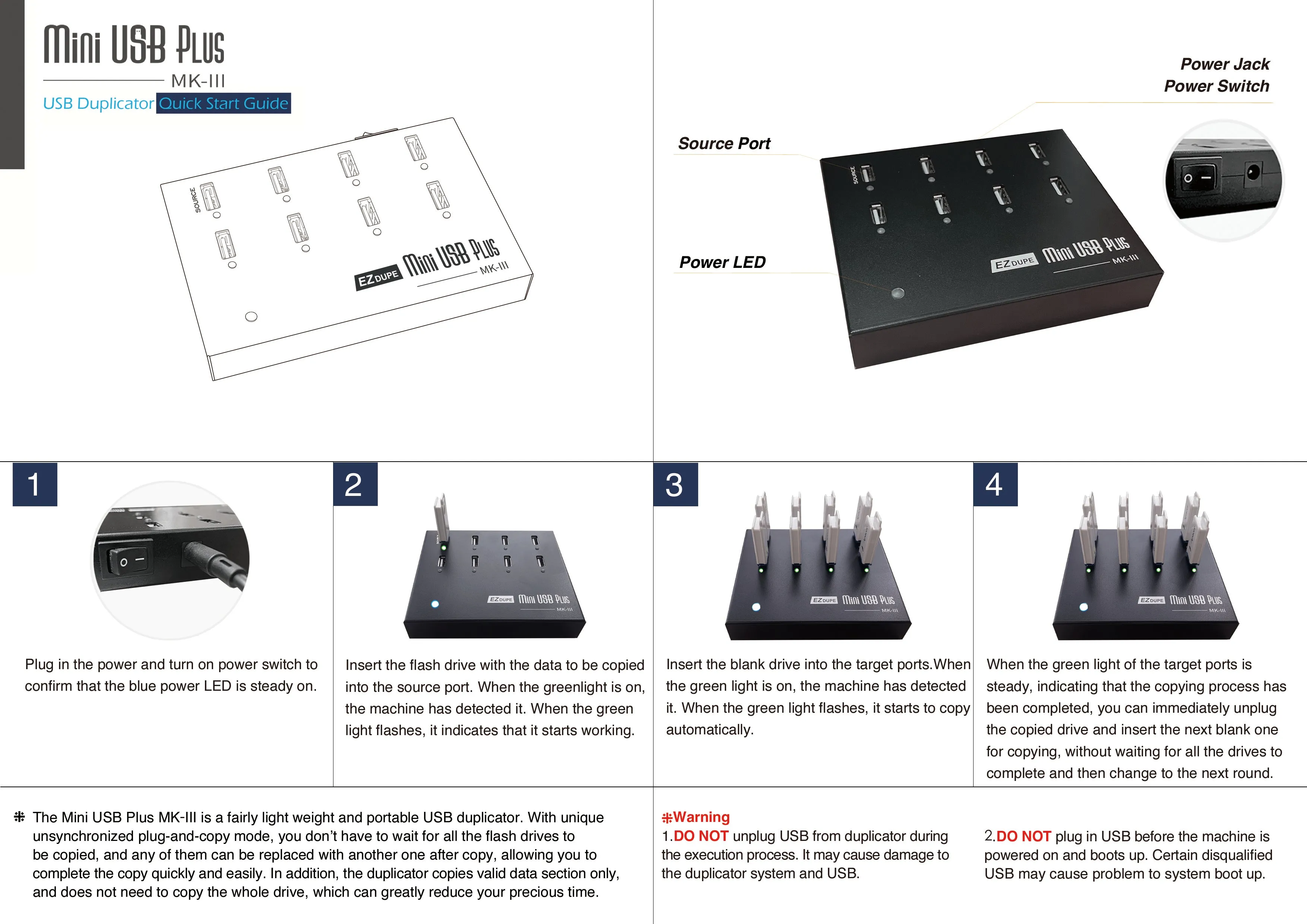 1 to 7 USB Duplicator v3 - Flash Media Compact Cloner 45mb/sec (MiniUSB Plus MK-III)