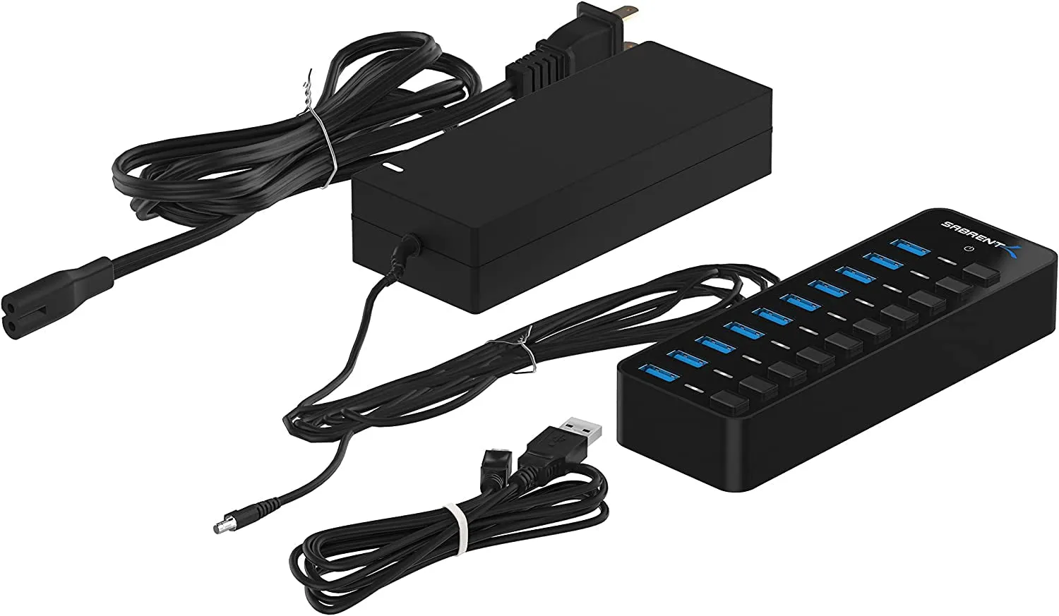 10-Port 60W USB 3.0 Hub with Individual Power Switches and Leds Includes 60W 12V/5A Power Adapter (HB-BU10)