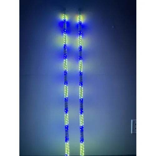 3' LED Whip Twisted Silver Pair