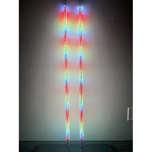 3' LED Whip Twisted Silver Pair