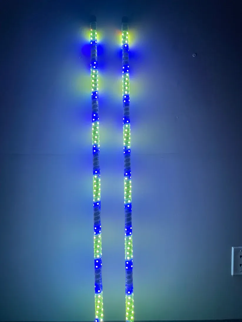 5' LED Whip Twisted Silver Max Single Whip