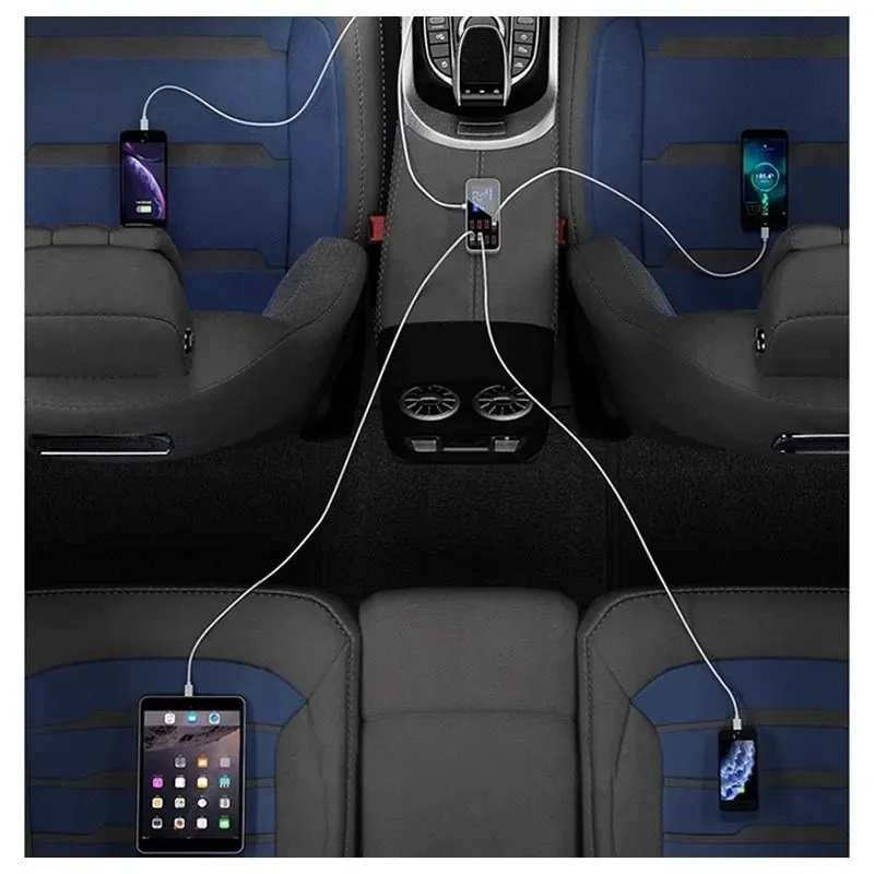 8-Port PD QC3.0 Car Charger with LED Display