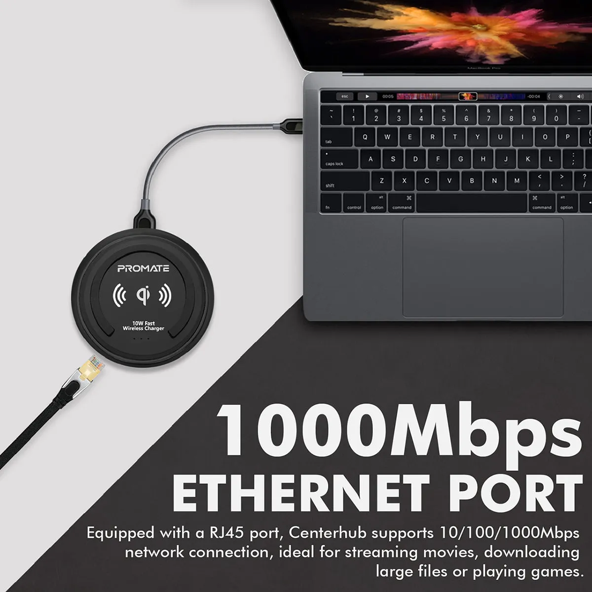 All-in-One USB-C™ Hub with 100W Power Delivery & 10W Qi Wireless Charger