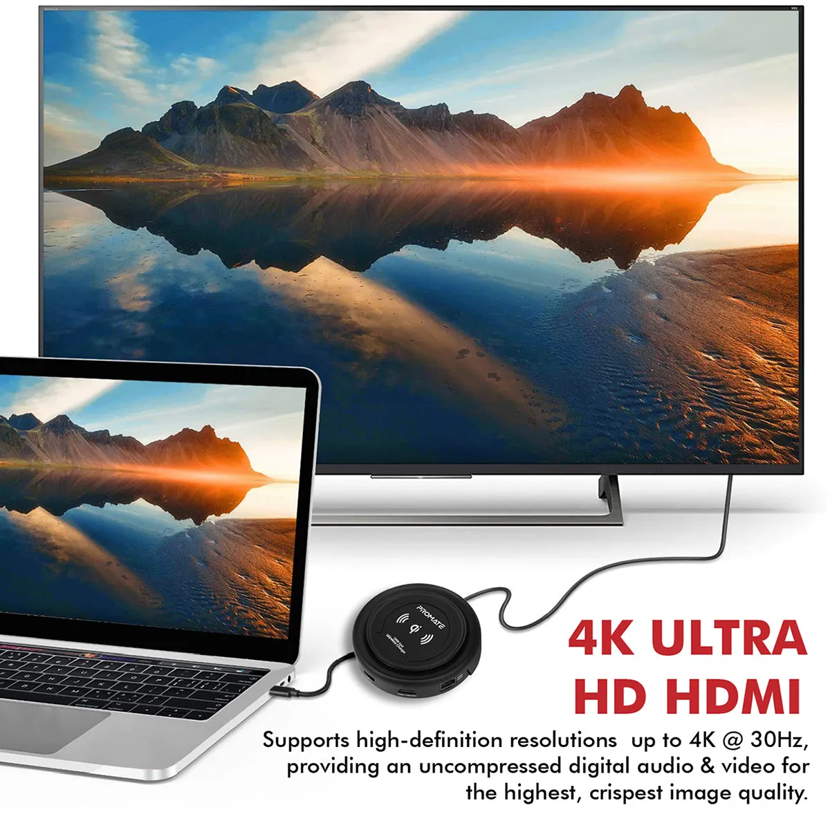 All-in-One USB-C™ Hub with 100W Power Delivery & 10W Qi Wireless Charger