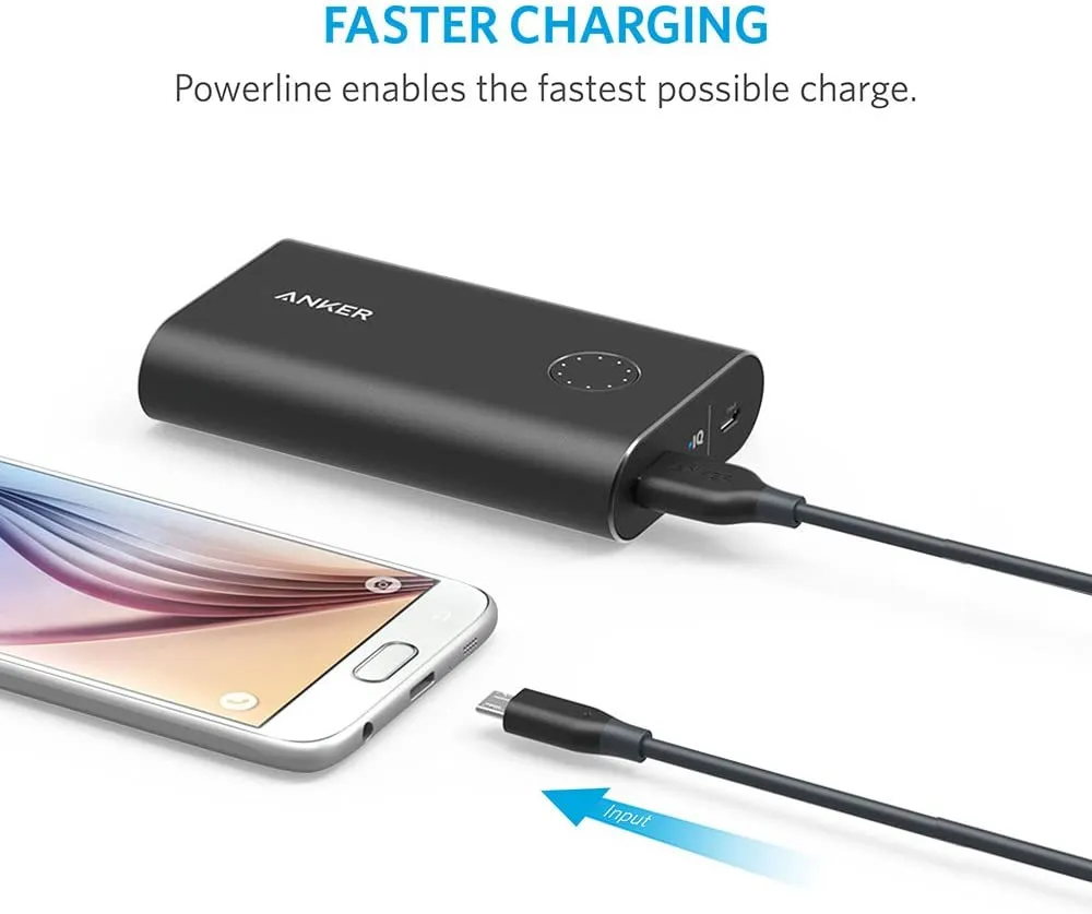 Anker PowerLine USB-A to Micro USB (6ft) - Durable Charging Cable, with 5000  Bend Lifespan