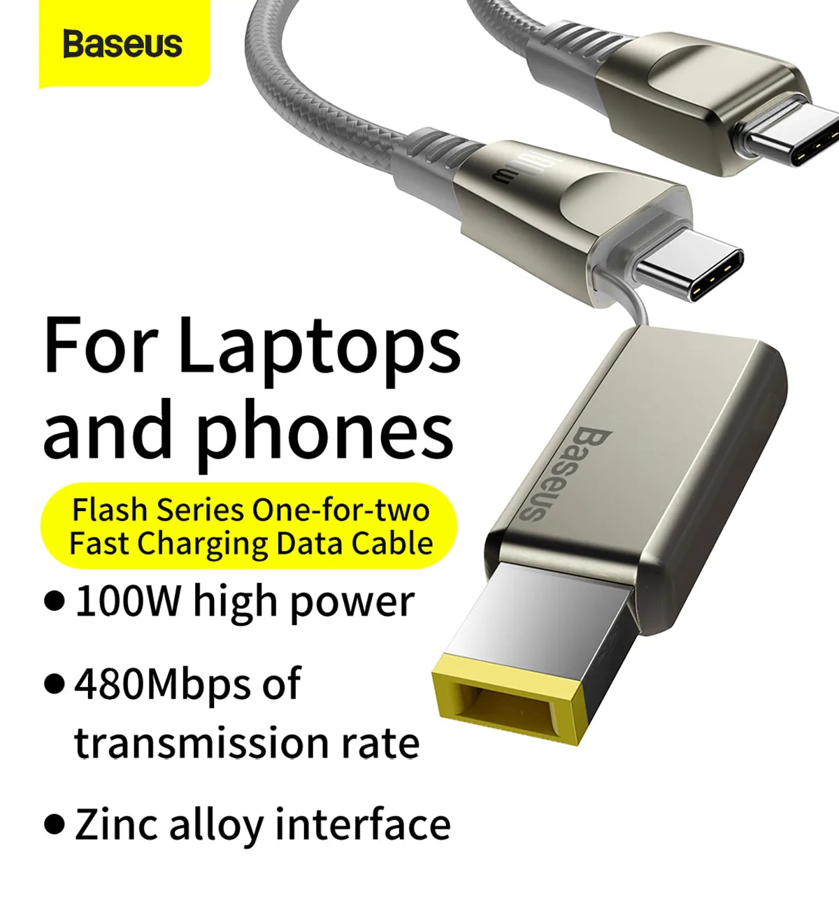 Baseus Flash Series Data Cable With Type-C To C Dc 100W 2M Grey(CA1T2-B0G)