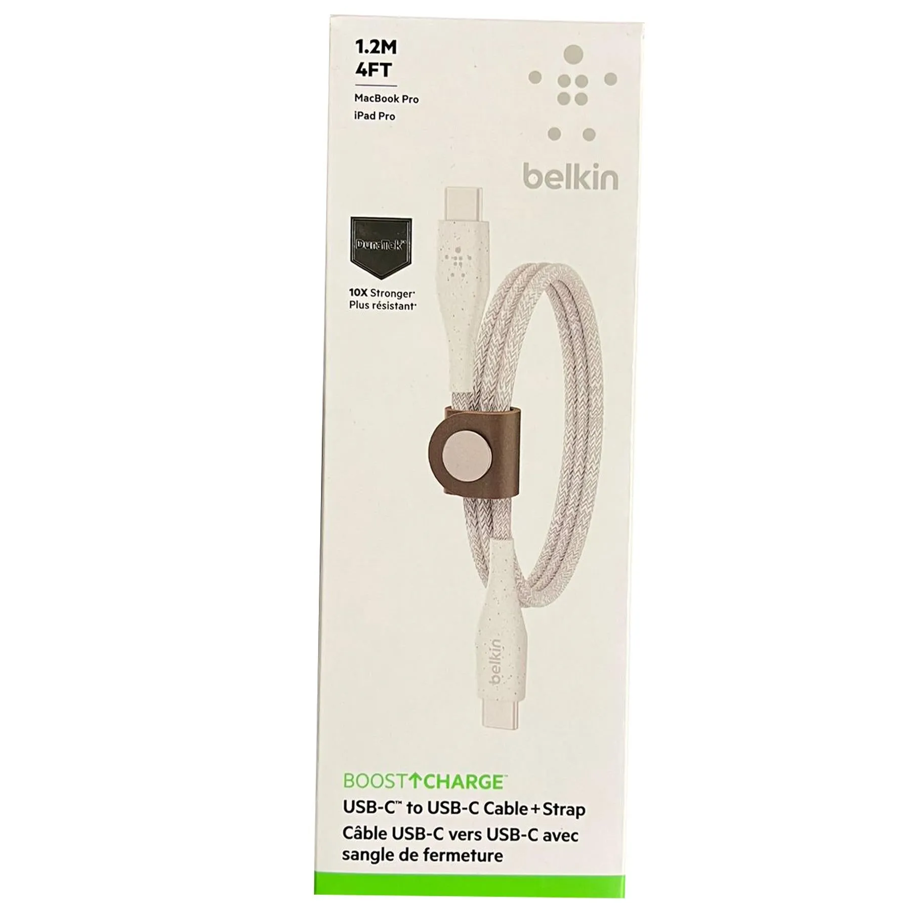 Belkin Boost Charge 1.2M 60W USB C to USB C Cable with Strap White - F8J241ds04-WHT