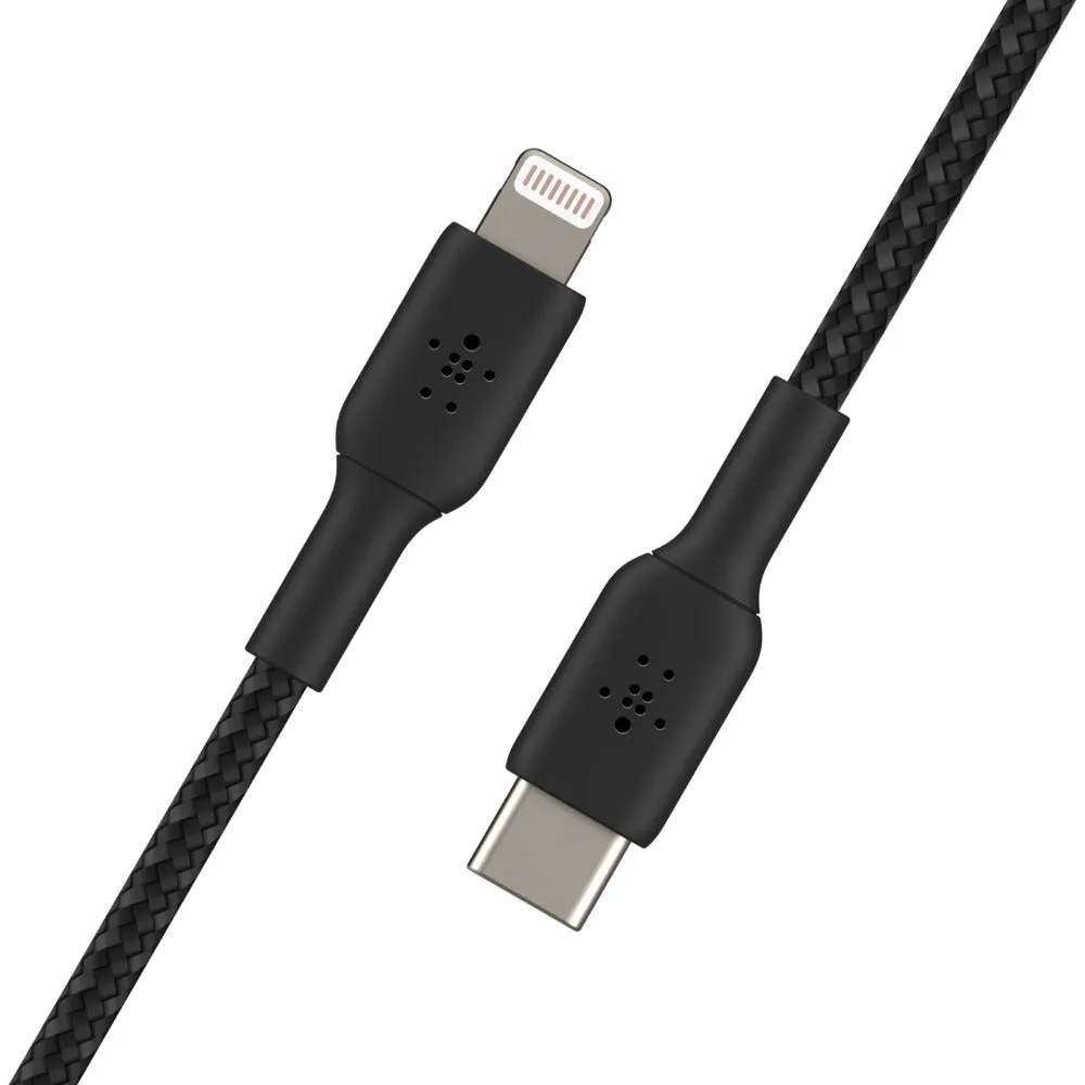 Belkin BOOST_CHARGE Braided USB-C to Lightning Cable (1m / 3.3ft, Black)