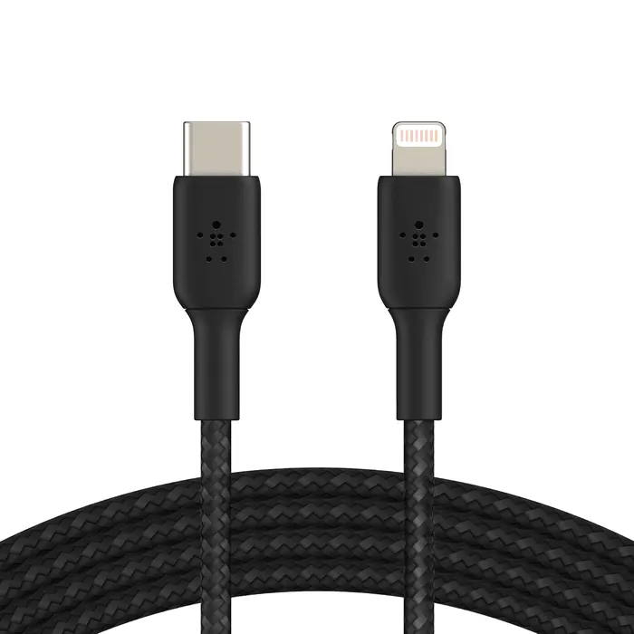 Belkin USB C to Lightning Braided Cable Fast Charging 2m - Black