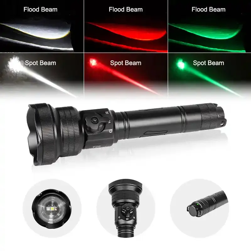 Brinyte T28 White/Red/Green Tri-color Zoomable Rechargeable Night Hunting Light Kit