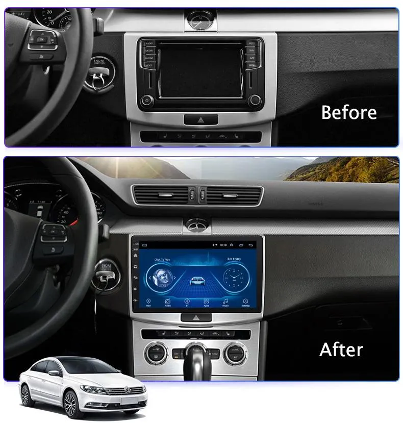 Car Dealz 10.2" Android 10.0 For Volkswagen Magotan CC Passat 7 B7 2012-2018 In Dash Plus OEM Fascia