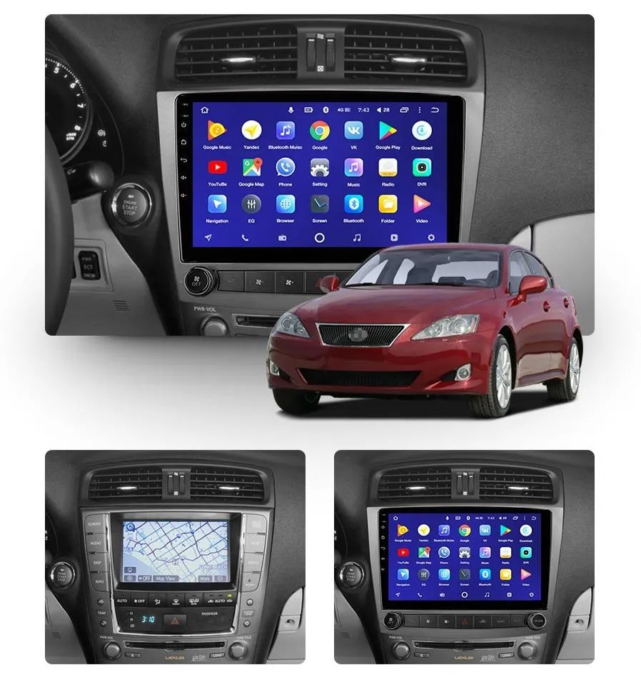 Car Dealz 10.2" Android 10.0 Lexus IS250 XE20 2005 - 2013 In Dash Plus OEM Fascia