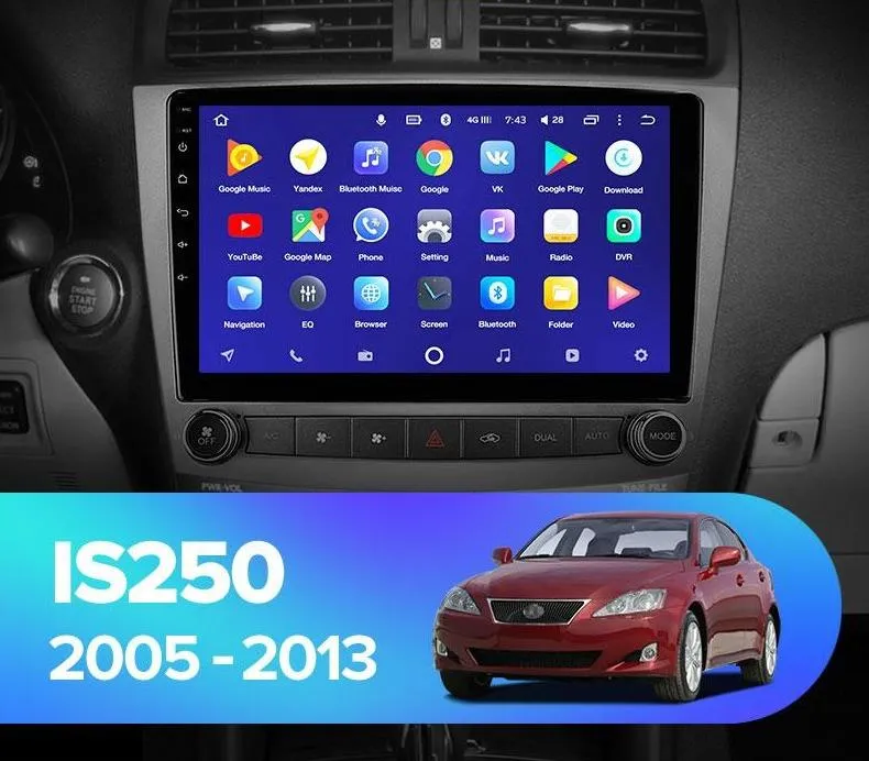 Car Dealz 10.2" Android 10.0 Lexus IS250 XE20 2005 - 2013 In Dash Plus OEM Fascia