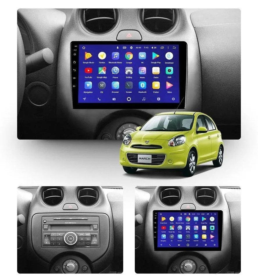 Car Dealz 10.2" Android 10.0 Nissan March K13 2010 - 2013 In Dash Plus OEM Fascia