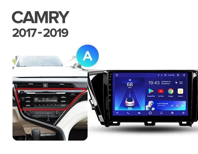 Car Dealz 10.2" Android 10.0 Toyota Camry 9 XV70 2017-2019 w CAM In Dash Plus OEM Fascia