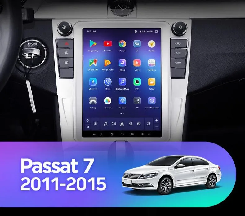 Car Dealz 11" Android 12.0 Volkswagen Passat 7 B7 NMS Tesla Style 2011 - 2015 In Dash Plus OEM Fascia