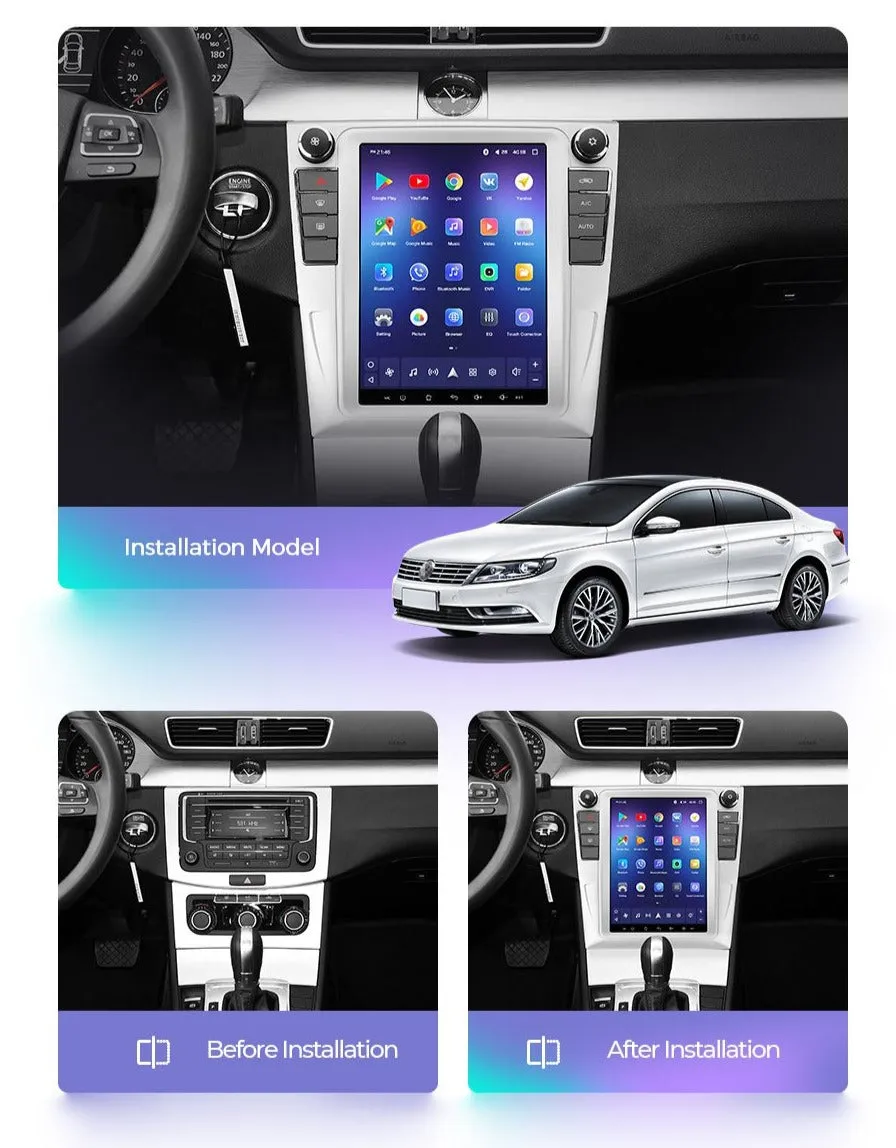 Car Dealz 11" Android 12.0 Volkswagen Passat 7 B7 NMS Tesla Style 2011 - 2015 In Dash Plus OEM Fascia