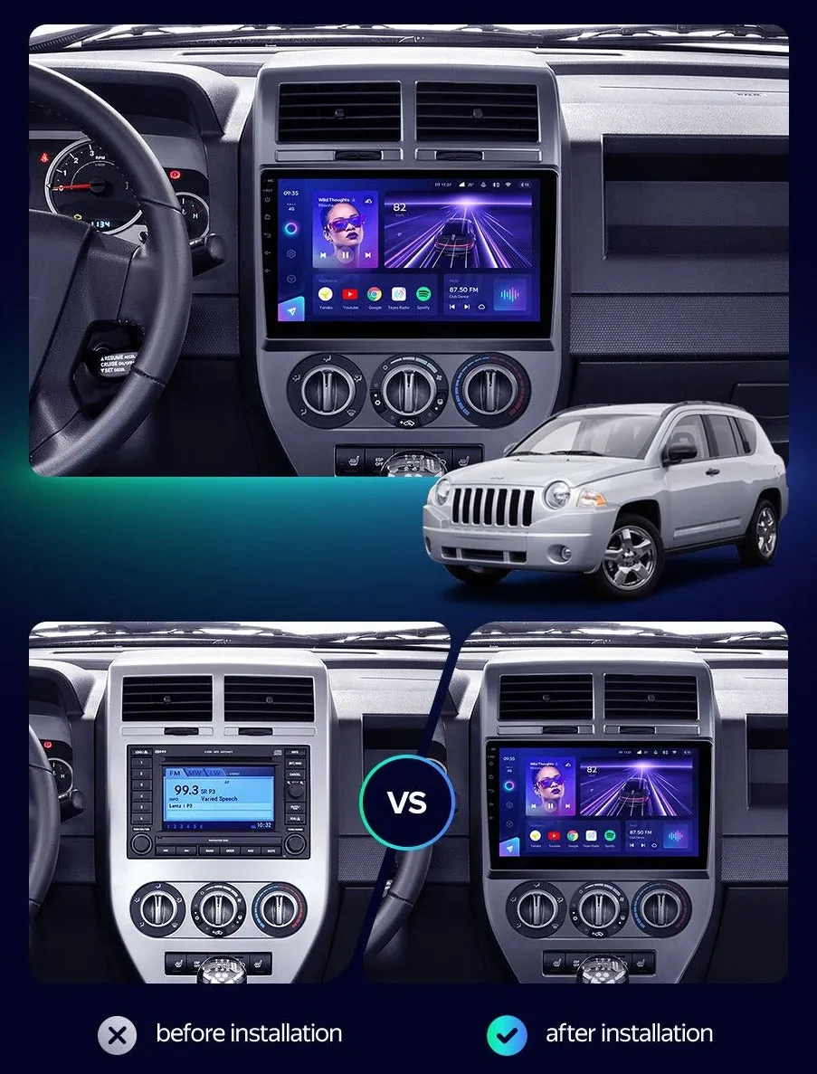 Car Dealz Elite 4G Data Model 10.2" Android 12.0 For Jeep Compass 1 MK 2006 - 2010 In Dash Plus OEM Fascia