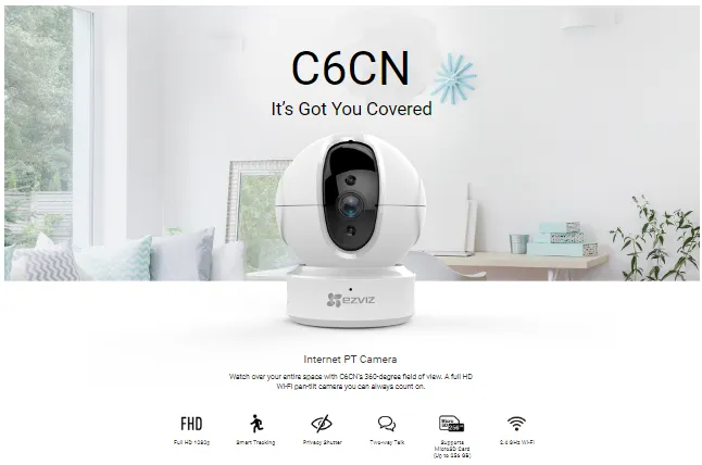 Ezviz C6CN 720P / C6N FHD 1080P 2MP / C6N 2K QHD 4MP / H6 3K 5MP Pan And Tilt Smart Wireless Wi-Fi Indoor Cloud CCTV Network Home Security IP Camera