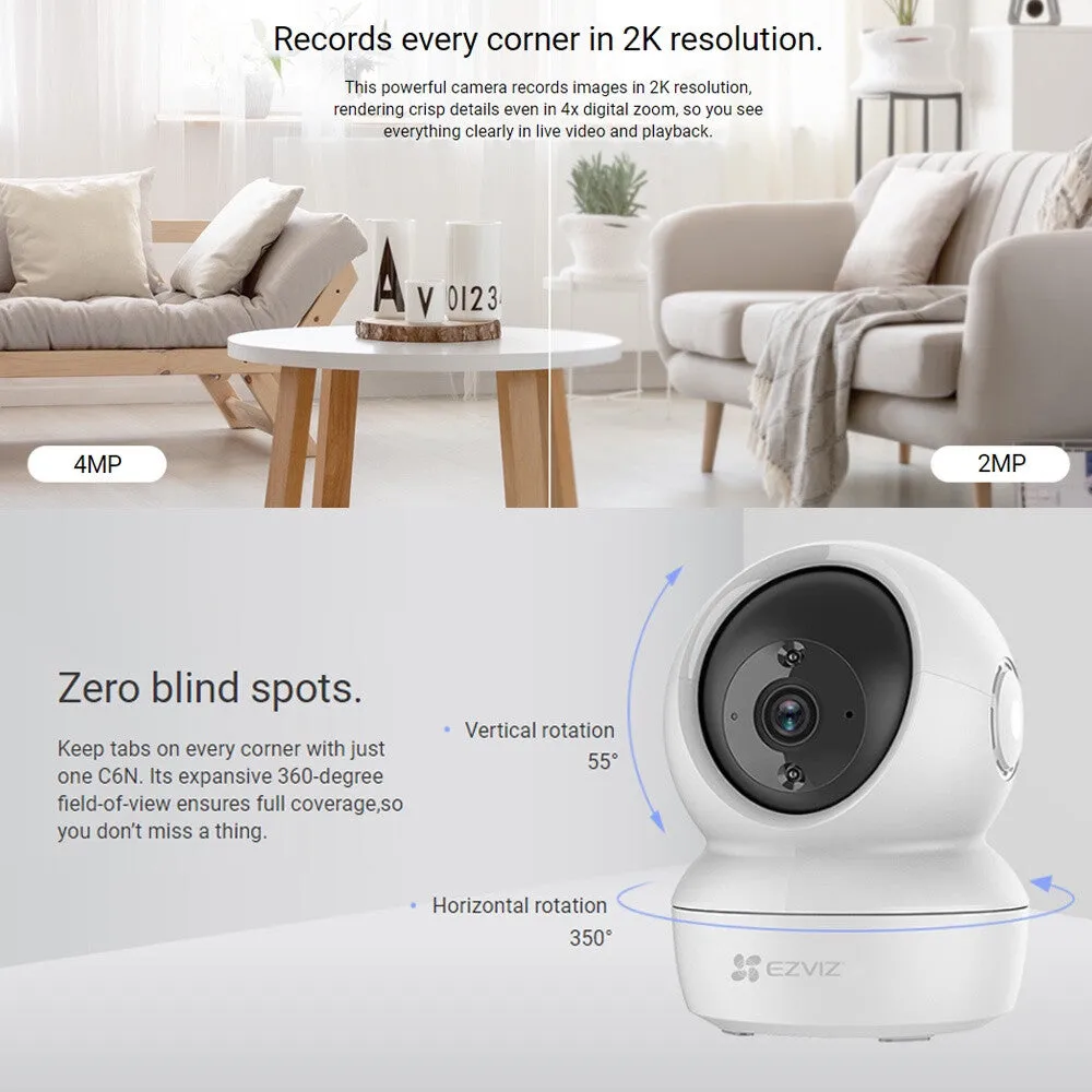 Ezviz C6CN 720P / C6N FHD 1080P 2MP / C6N 2K QHD 4MP / H6 3K 5MP Pan And Tilt Smart Wireless Wi-Fi Indoor Cloud CCTV Network Home Security IP Camera