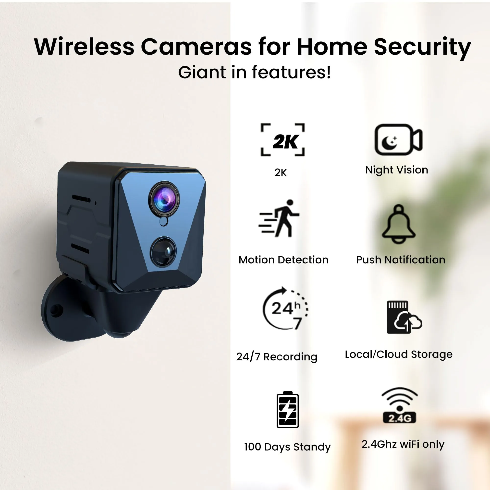 Funstorm Hidden Spy Camera, 2K WiFi Mini Camera.