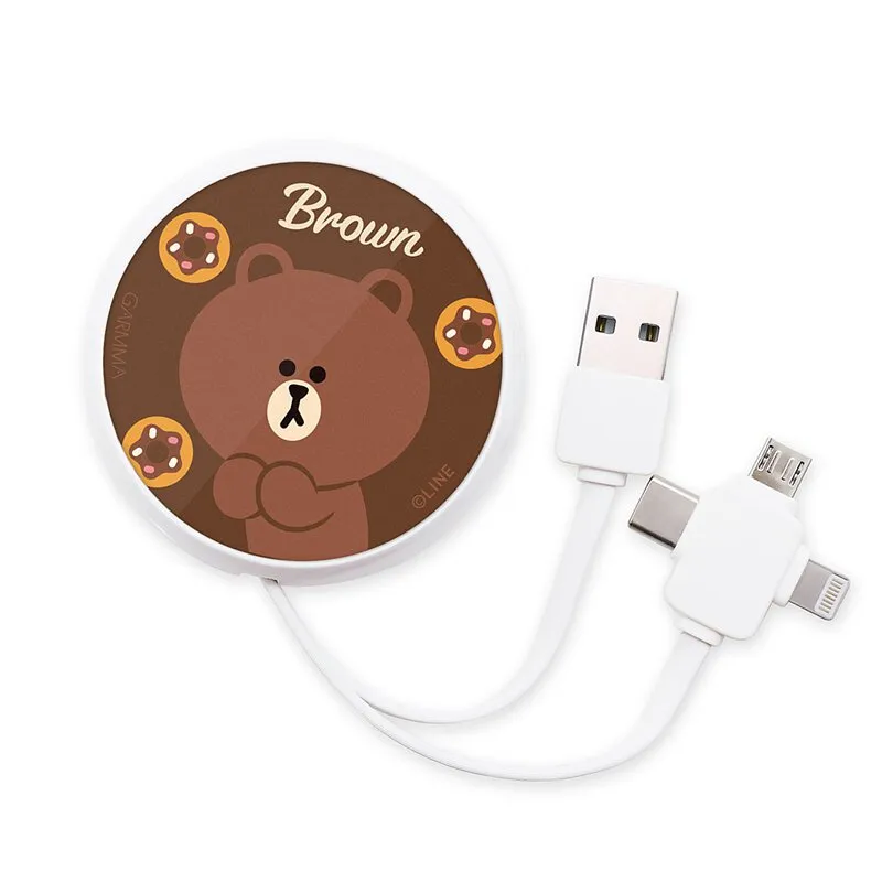 GARMMA Line Friends 3-in-1 Lightning Type-C Micro USB Extracted Extension Cable