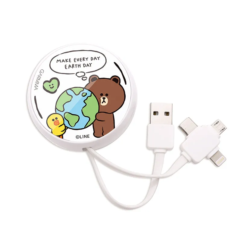 GARMMA Line Friends 3-in-1 Lightning Type-C Micro USB Extracted Extension Cable