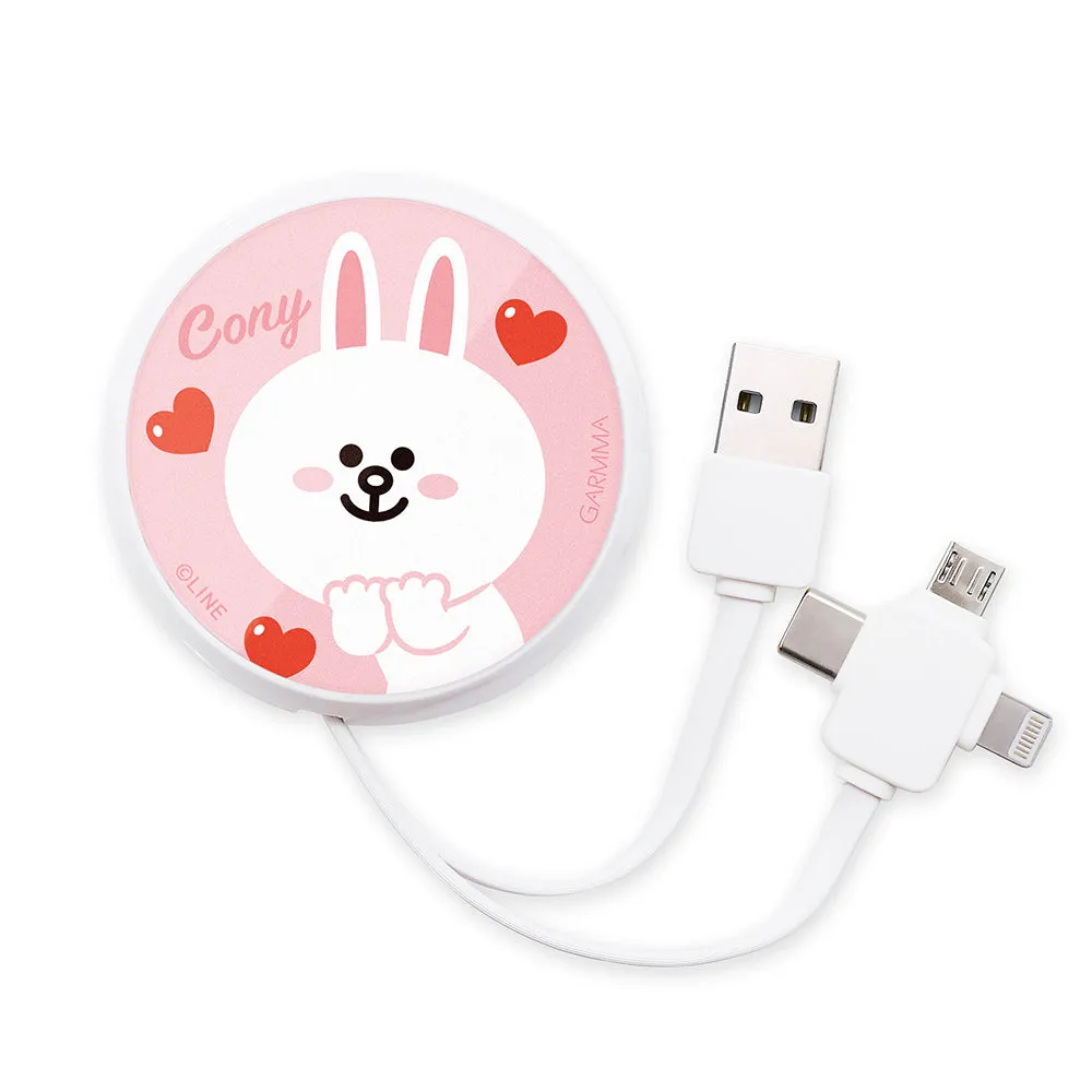 GARMMA Line Friends 3-in-1 Lightning Type-C Micro USB Extracted Extension Cable