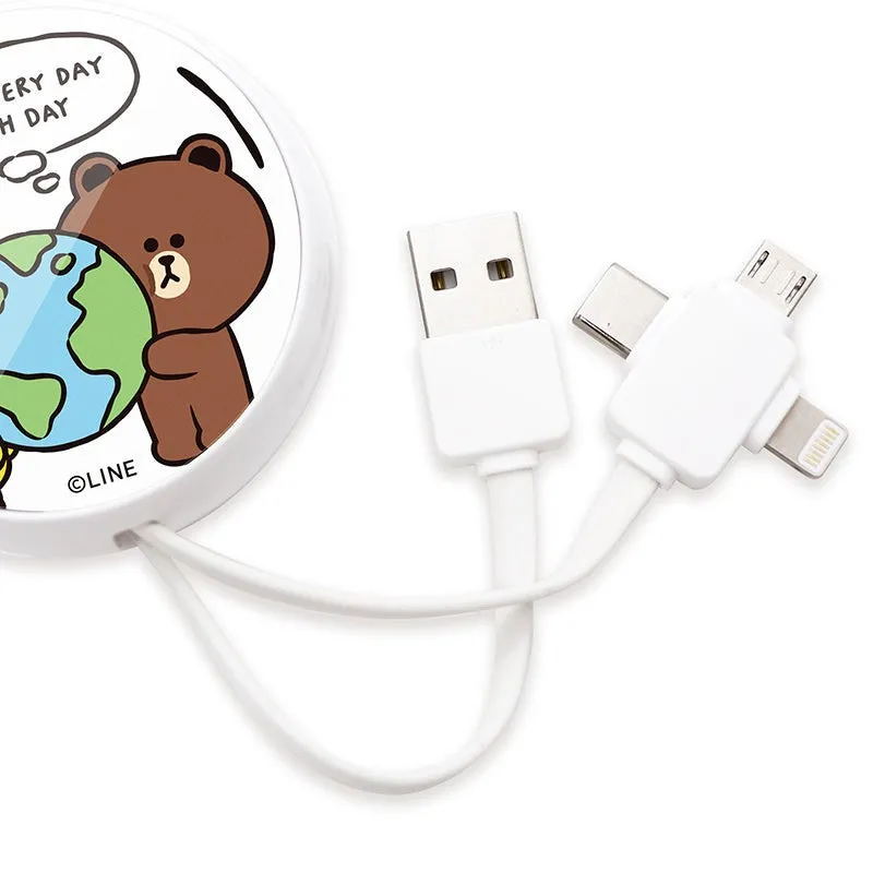 GARMMA Line Friends 3-in-1 Lightning Type-C Micro USB Extracted Extension Cable