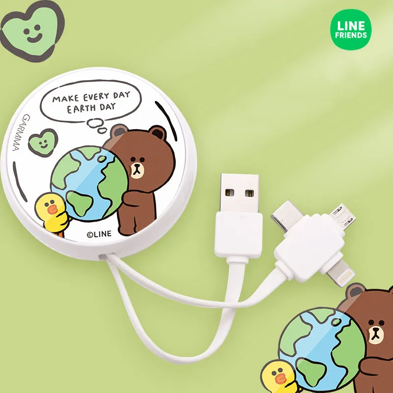 GARMMA Line Friends 3-in-1 Lightning Type-C Micro USB Extracted Extension Cable