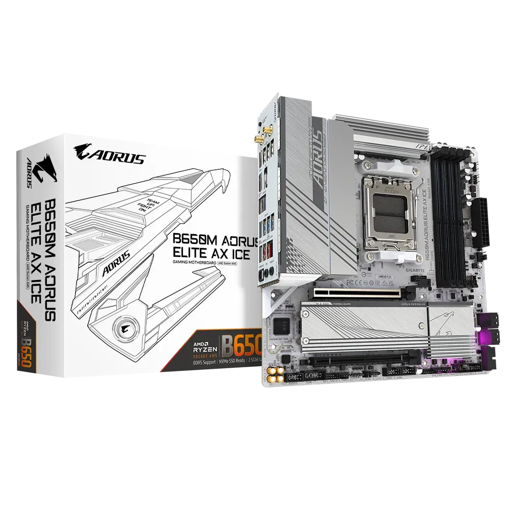 Gigabyte B650M Aorus Elite AX ICE mATX AM5 Motherboard