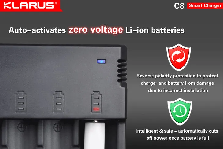 Klarus C8 Charger for Li-ion Ni-MH and Ni-Cd batteries