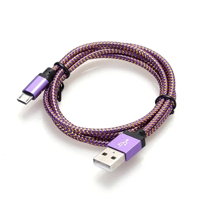 Micro USB Cable 1m 2m 3m Fast Charging Nylon USB Sync Data Mobile Phone Android Adapter Charger Cable for Samsung Cable