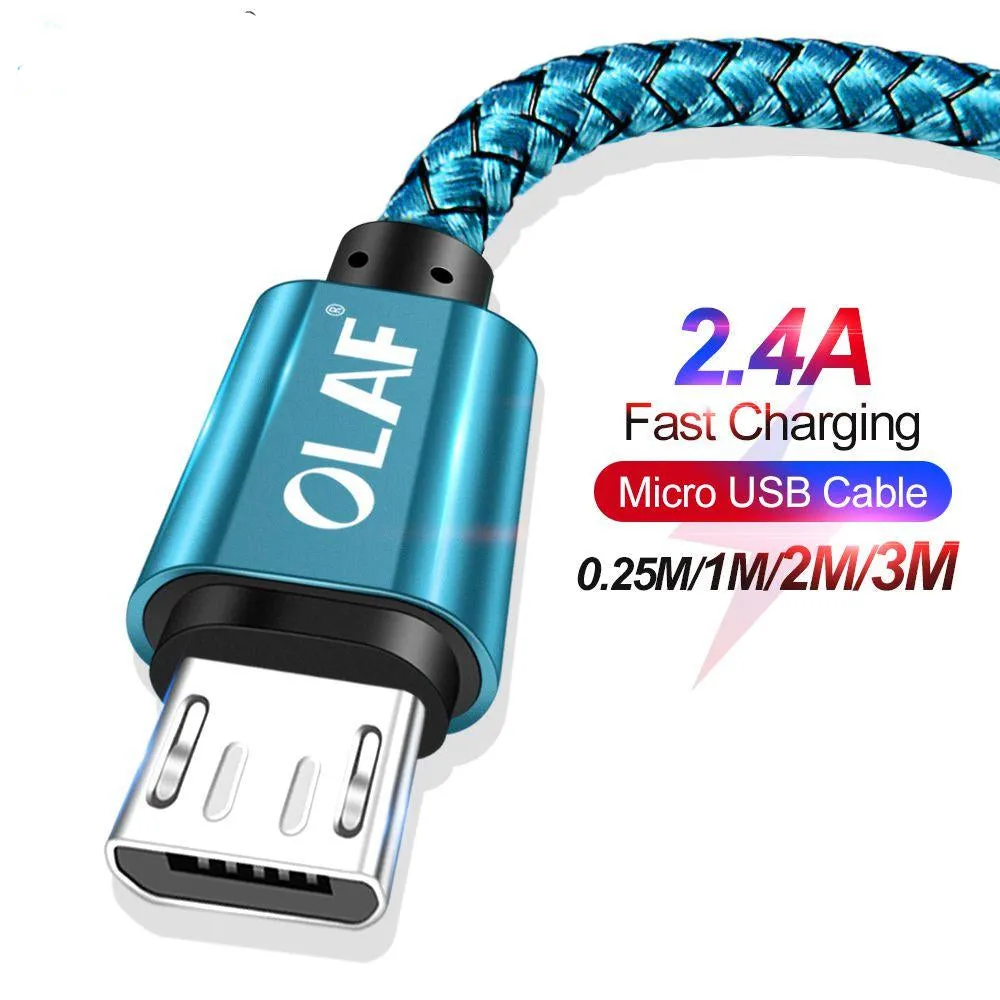 Micro USB Cable 2.4A Fast Charging 1M 2M 3M USB Charger Data Cable For Samsung Xiaomi Microusb Android Mobile Phone Cables