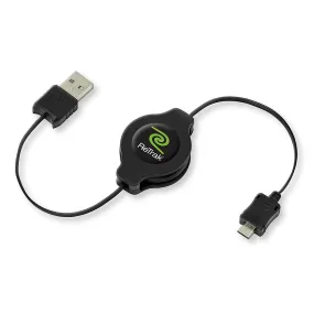 Micro USB Charging Cord | Retractable Micro USB Cable | Black