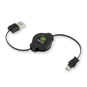 Mini USB Charging Cable | Retractable Mini USB Cord | Black