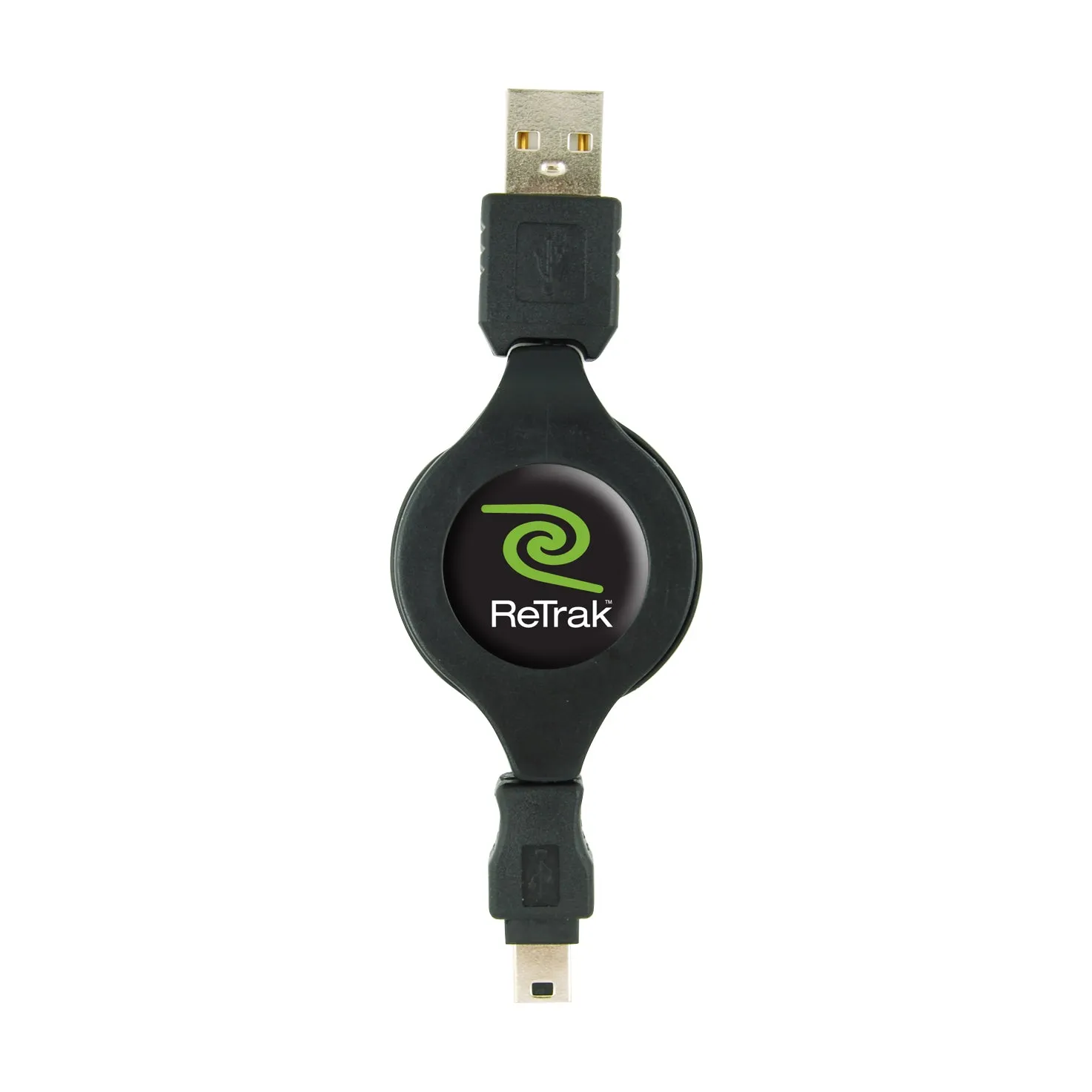 Mini USB Charging Cable | Retractable Mini USB Cord | Black