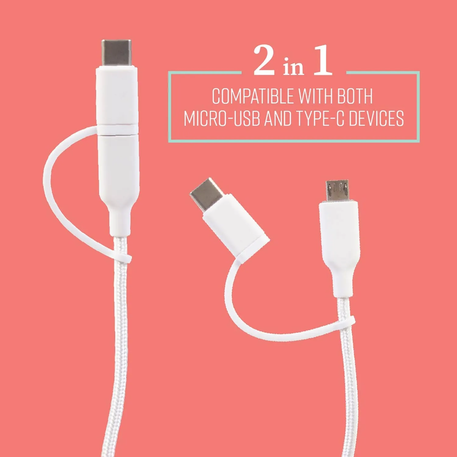 Mochic 6ft 2-1 Micro USB to Type C Cable