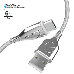 Naztech Titanium USB to USB-C Braided Cable 6ft White