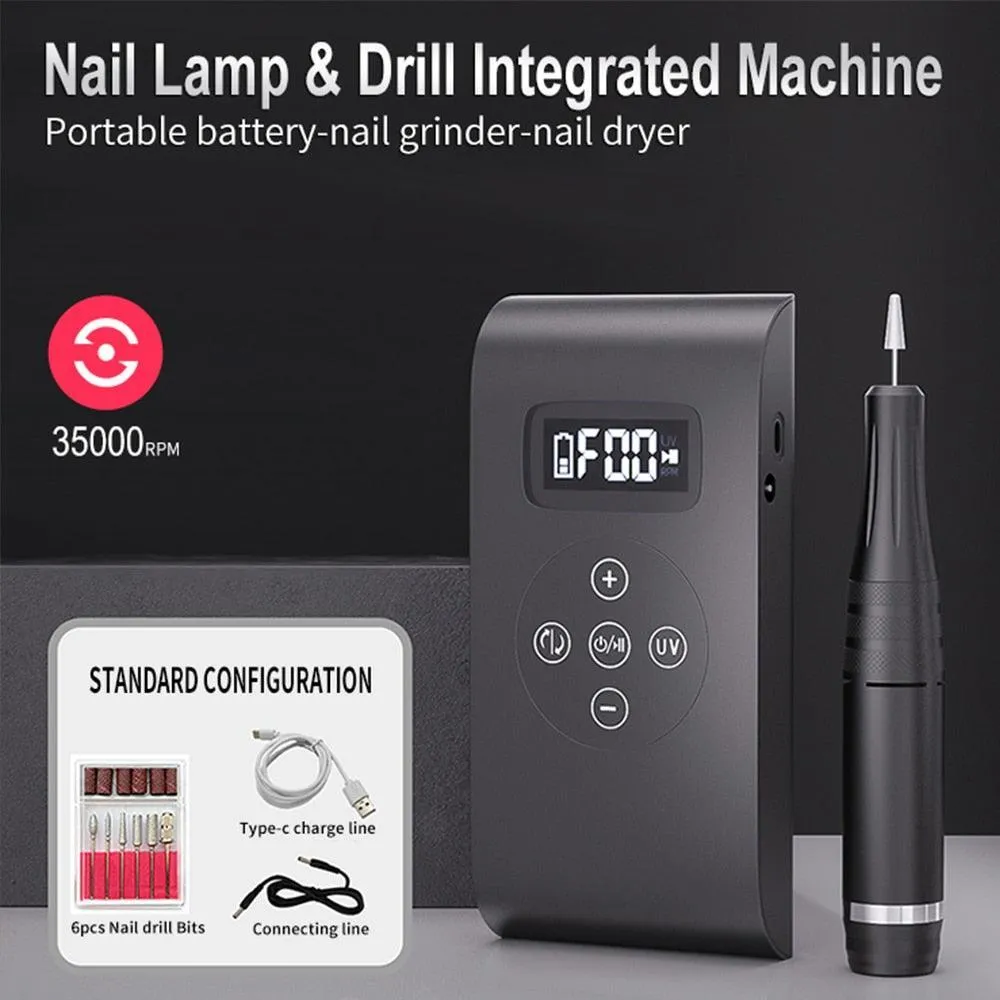 New Rechargeable Electric Cordless Nail Drill Machine 35,000 RPM & UV