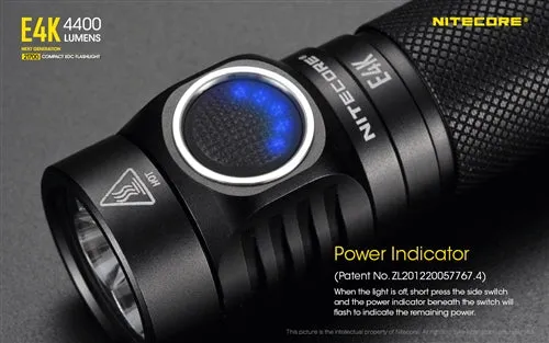 Nitecore E4K 4400 Lumen USB-C Rechargeable Flashlight 1 x 21700 Battery 4x CREE XP-L2 V6 LED