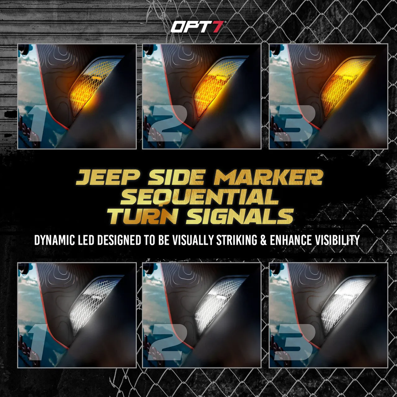 OPT7 Quantum Pro Rock Light RGBW & LED Side Marker White-Amber for Jeep Wrangler JL JLU & Gladiator JT 18-23