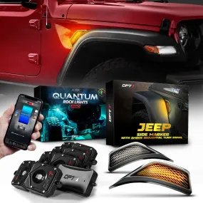 OPT7 Quantum Pro Rock Light RGBW & LED Side Marker White-Amber for Jeep Wrangler JL JLU & Gladiator JT 18-23