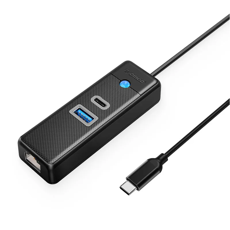 Orico 3 Port Type-C Hub | 1X Usb 3.0 | 1X Type-C | 1X Rj45 Gigabit Ethernet | 50Cm