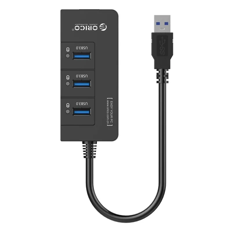 Orico 3 Port Usb3.0 Hub With Gigabit Ethernet Adapter - Black