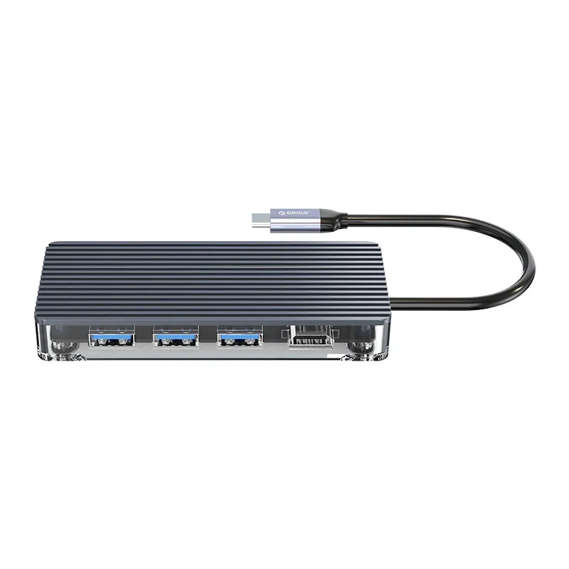 Orico 7 Port 3 X Usb3.0|1 X Hdmi|1 X Tf|1 X Sd|1 X Type-C Transparent Hub - Grey