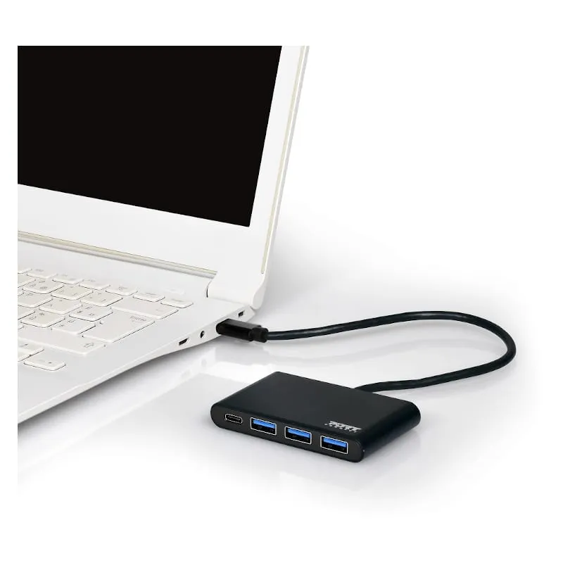 Port Usb Type-C To 3 X Usb3.0 And 1 X Type-C Pd 30Cm 4 Port Hub - Black