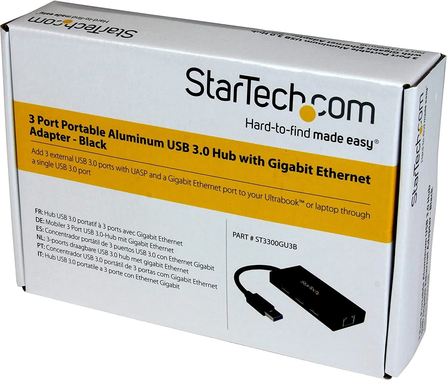 Startech.Com USB 3.0 Hub with Gigabit Ethernet Adapter - 5Gbps - 3 Port - NIC - USB Network / LAN Adapter - Windows & Mac Compatible (ST3300G3UA)