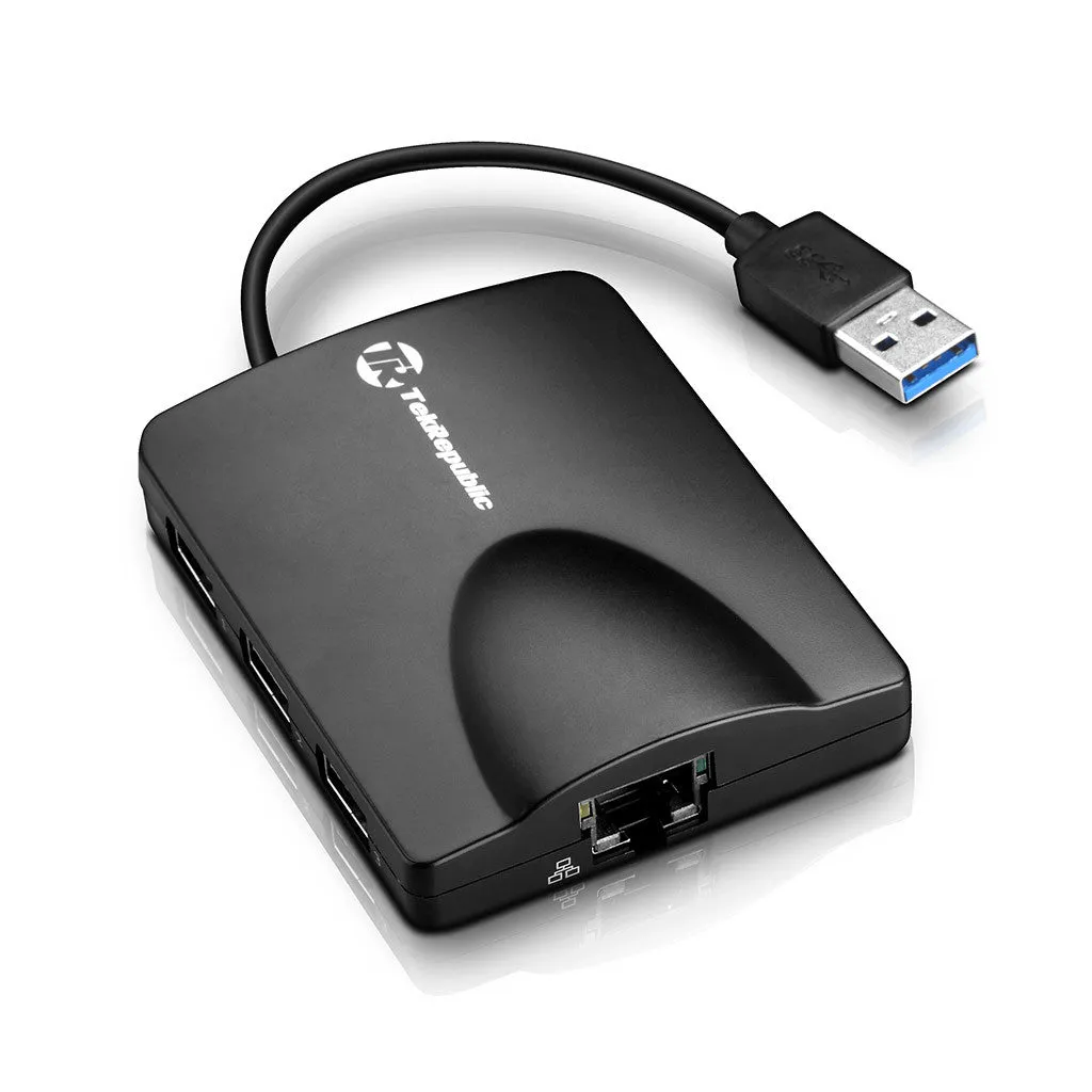 Tek Republic TUN-310 USB 3.0 3 Port Hub with Gigabit Ethernet Wired Network Adapter