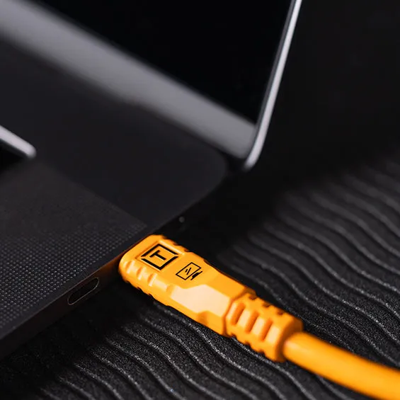 Tether Tools Tether Pro 31' (9.4m), USB-C to USB-C, Straight to Right, High Visibility Orange